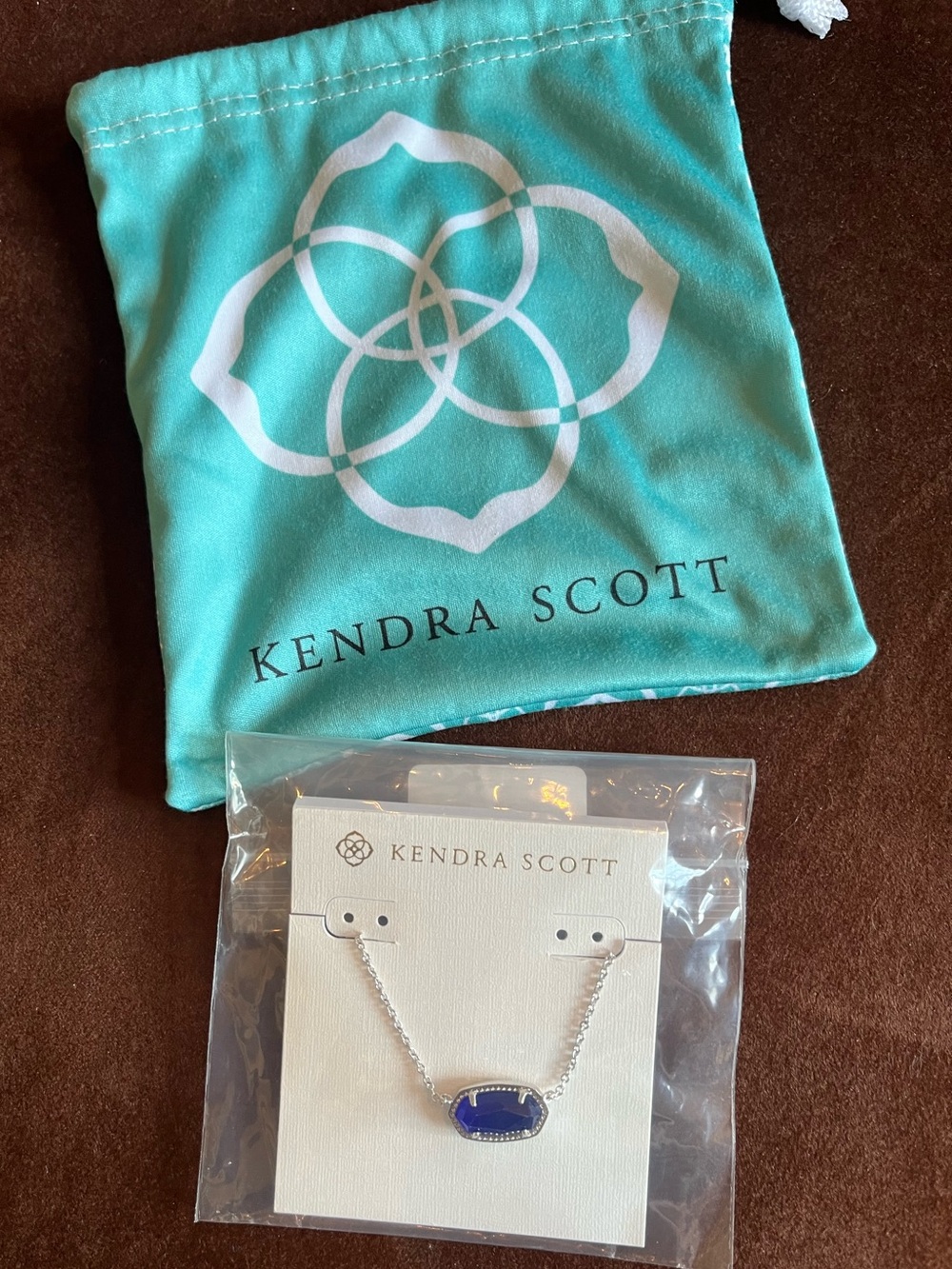 Kendra Scott Silver Necklace with Blue Stone